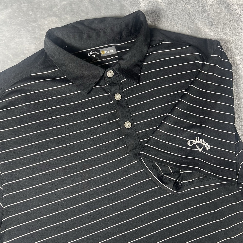 Callaway Opti-Dri Polo Shirt Men's XL Black‎ Striped Golf Summer Outdoor Logo